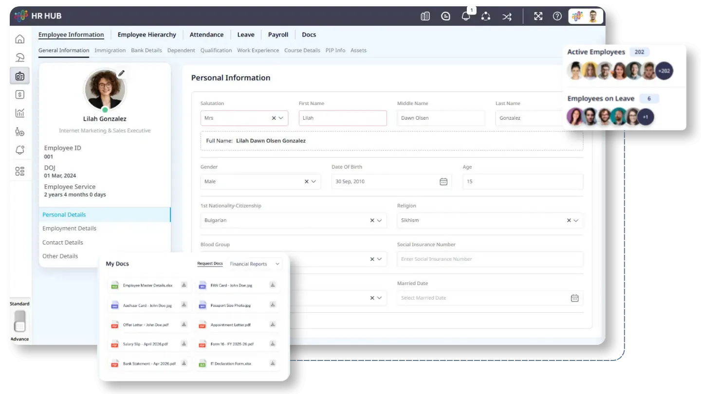 Employee Information Page Preview