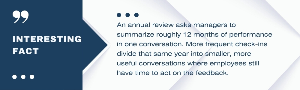Manager and employee review performance throughout the year