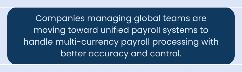 Unified payroll systems manage multi currency payroll with better accuracy