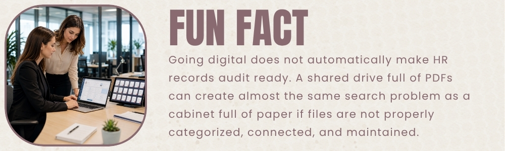 Organized digital employee files ready for HR audit