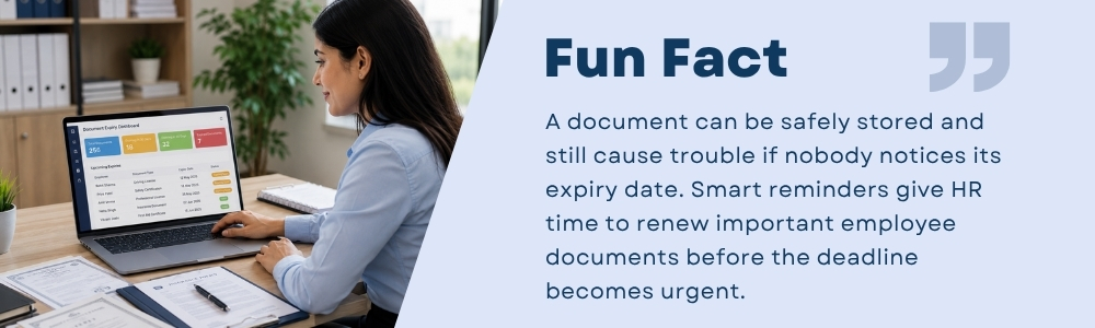 HR receives an early employee document expiry reminder