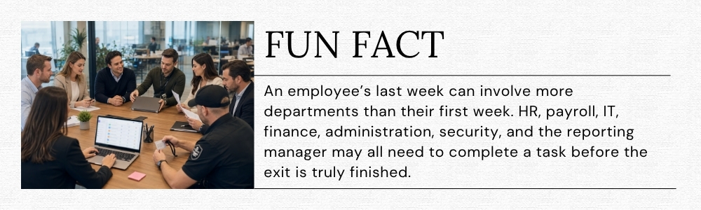 Multiple departments completing one employee exit
