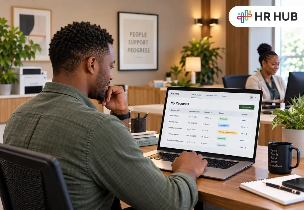 Employee request management system for tracking HR service requests