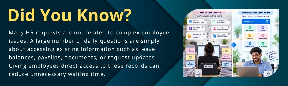 Employee checking leave balance, payslip and employment records through an HR self-service portal