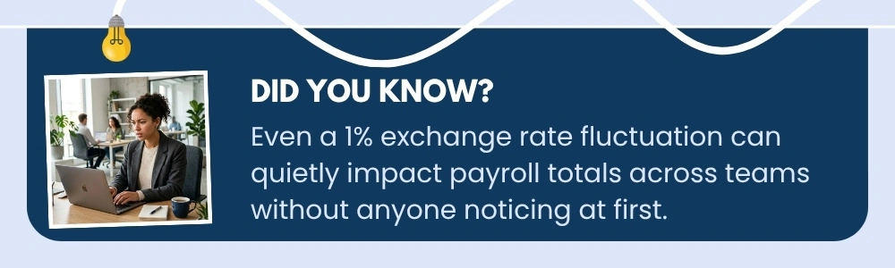 Exchange rate fluctuations can impact payroll totals across teams