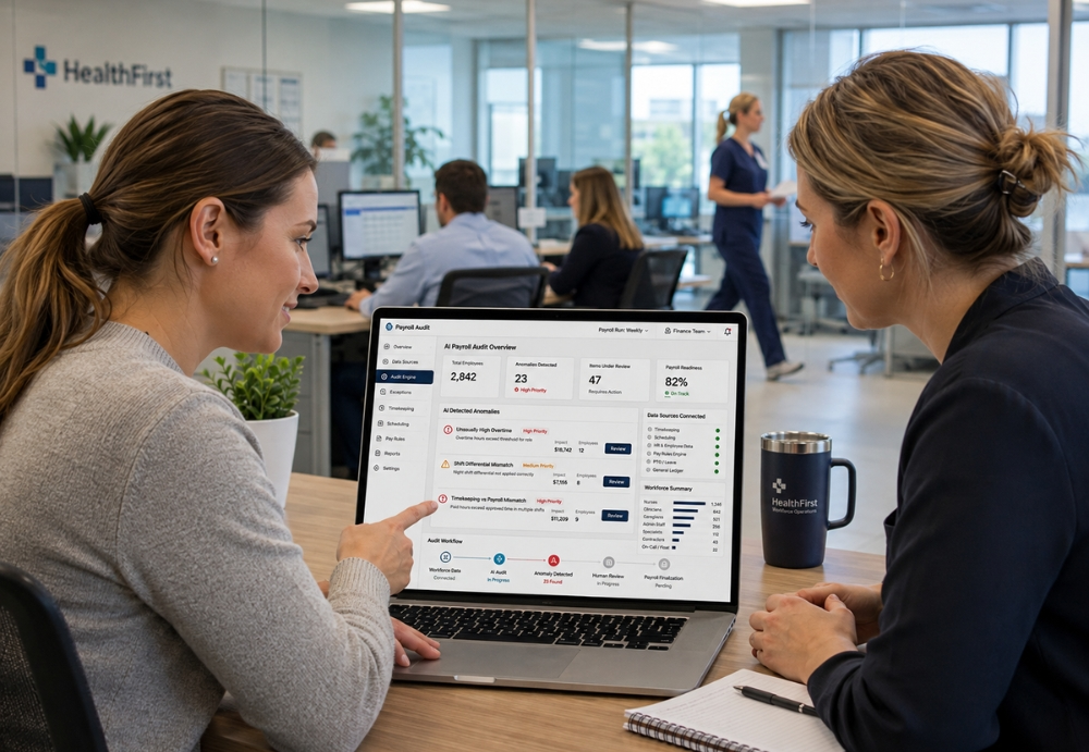 Healthcare payroll audit software dashboard