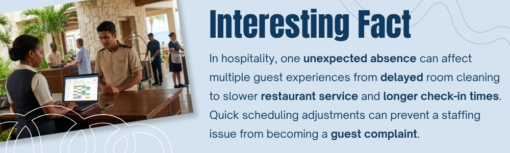 Hotel manager updating employee schedules digitally