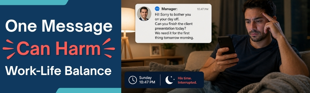 Manager messaging an employee on a day off