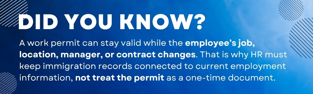 HR matching work permit details with employee changes