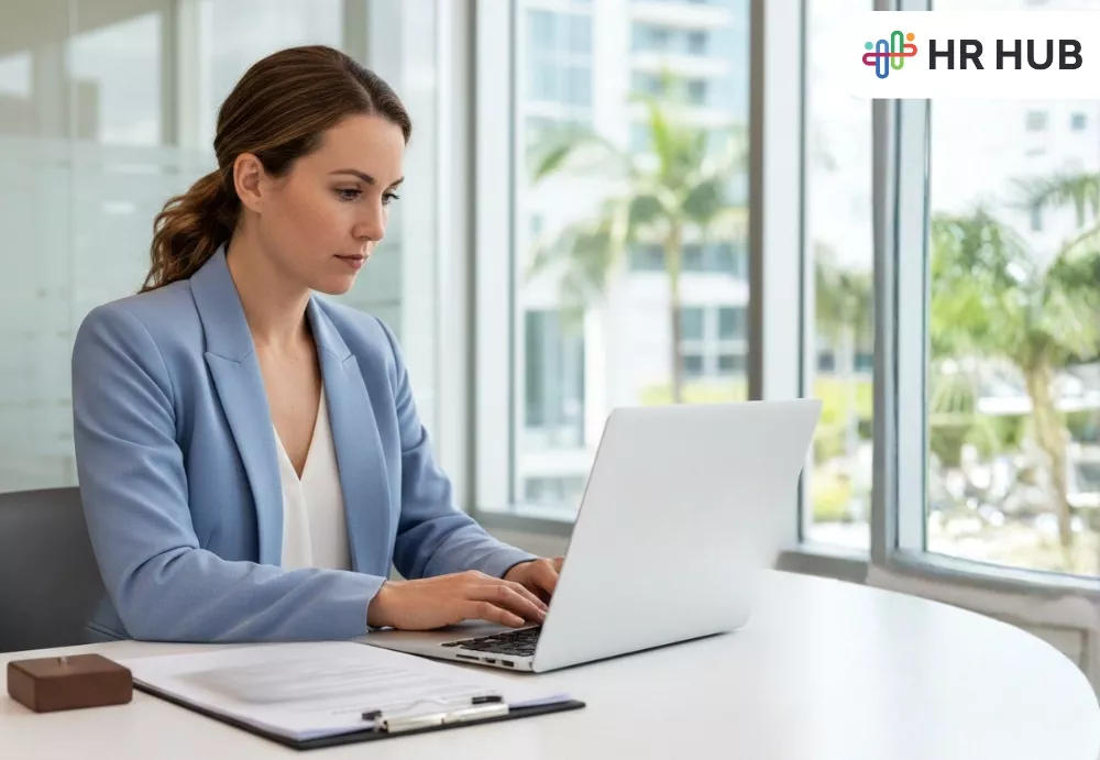 HR professionals reviewing AI-driven compliance dashboards