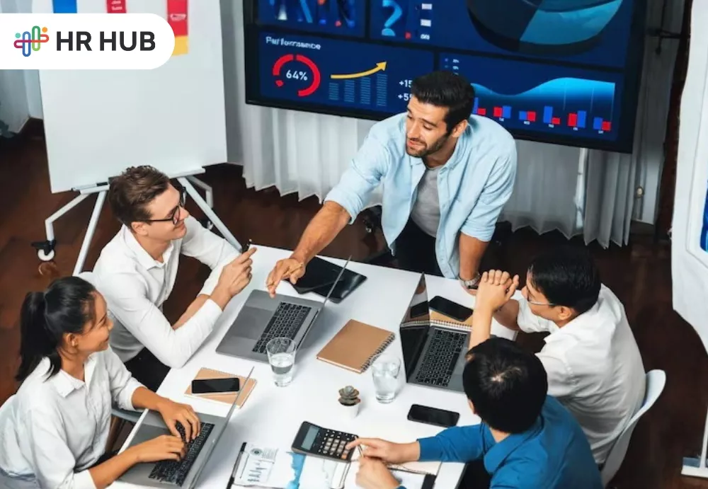 HRMS software dashboard streamlining HR operations and workforce productivity