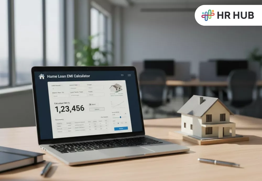 Homeowner using a home loan EMI calculator to plan monthly mortgage payments